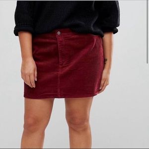 ASOS DESIGN Curve Cord Skirt in Berry Corduroy